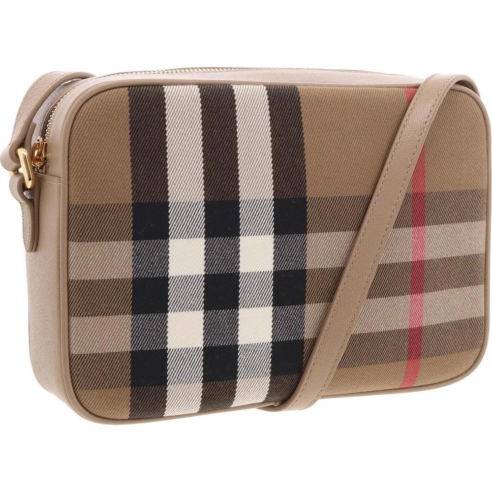Burberry Chestnut Beige Plaid Crossbody Camera Bag NEW - Picture 2 of 16